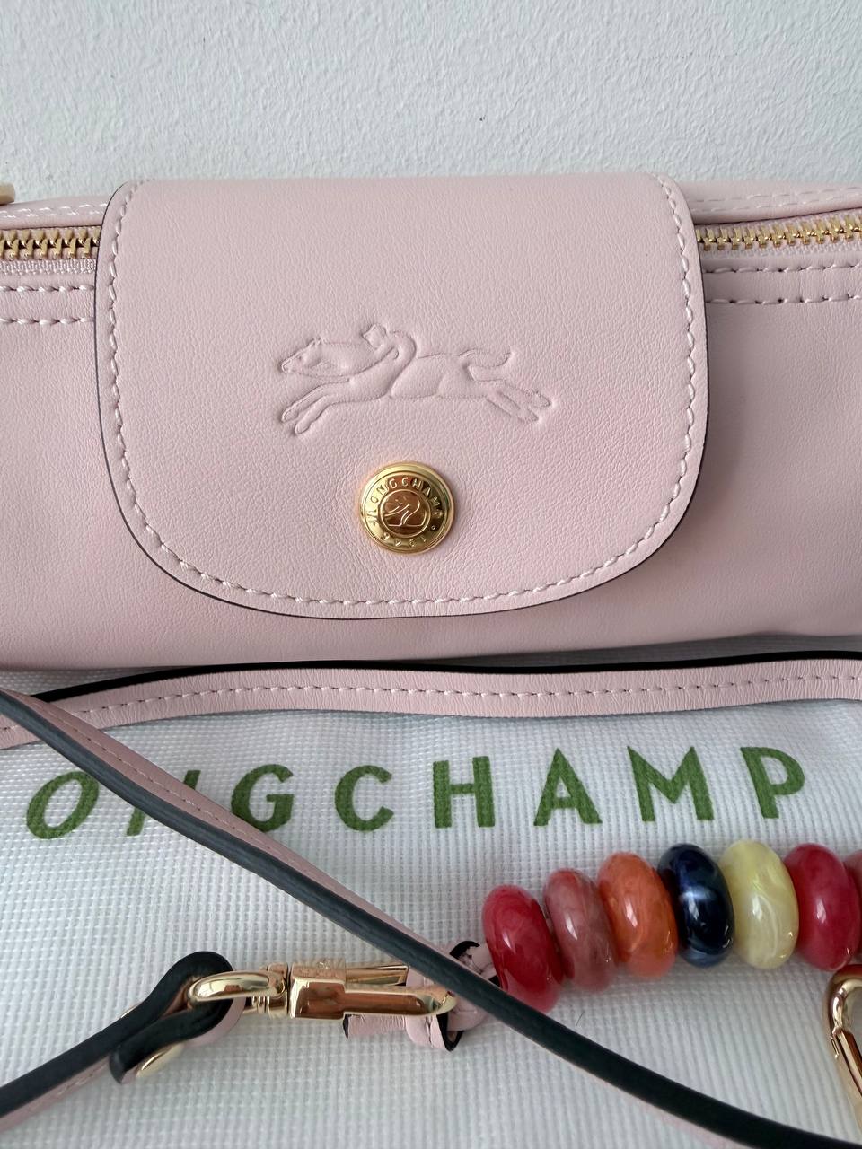 Bolso Cilíndrico Longchamp Le Pliage Cuir en Pink Leather
