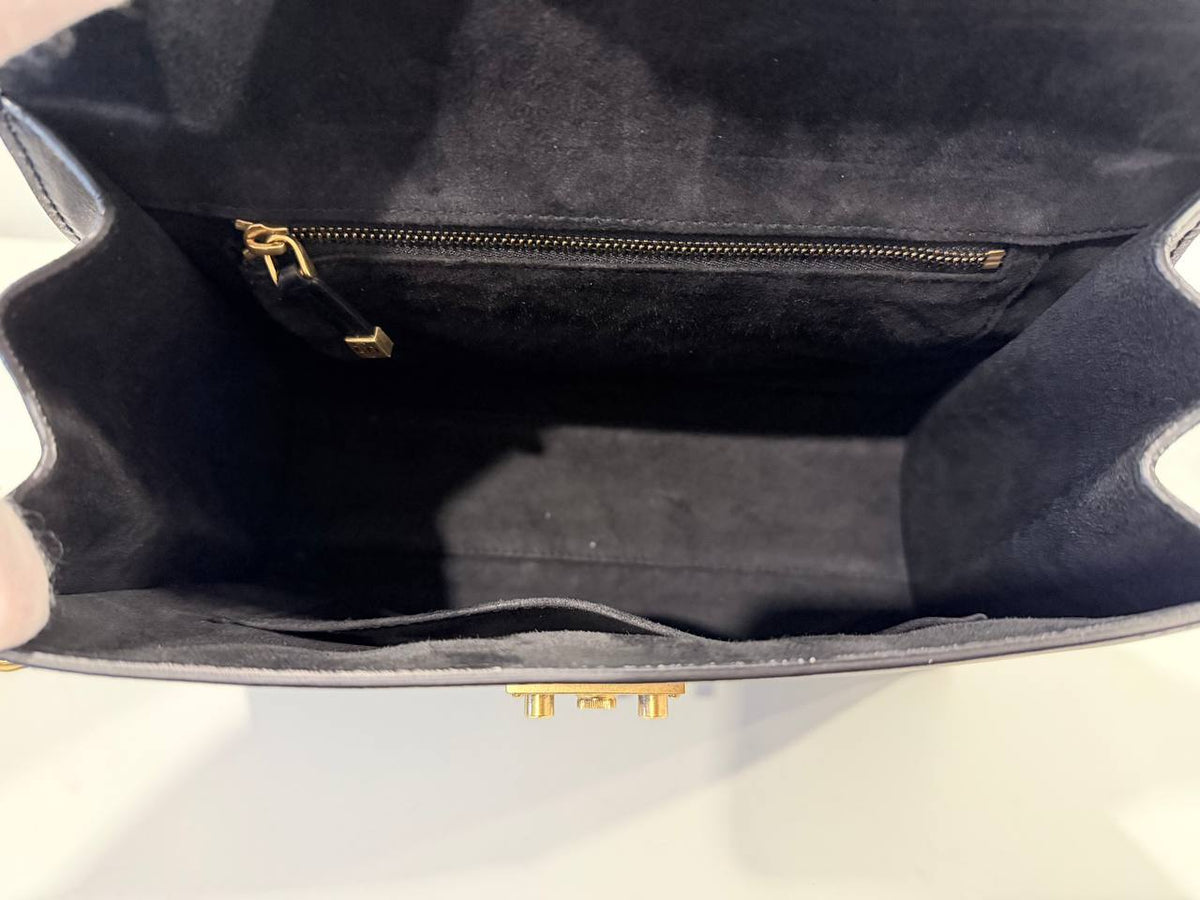 Pre- Loved Dior Leather Top Handle Bag with Removable Strap