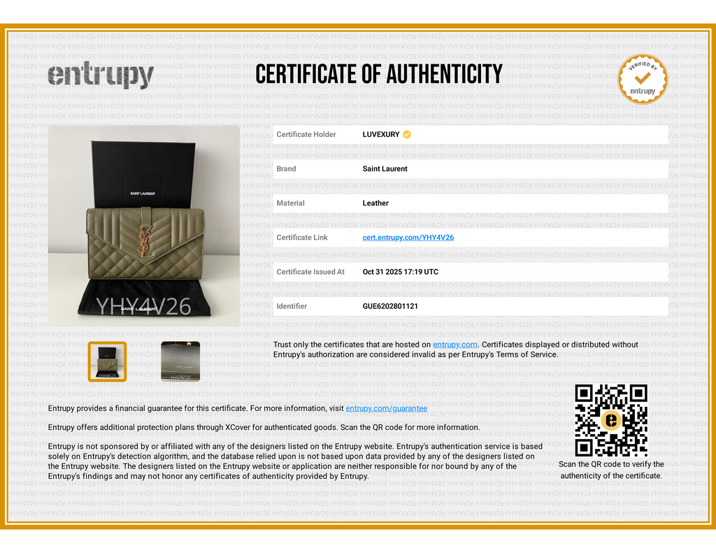 Envelope Chain Wallet – Olive Green Quilted Leather Shoulder Bag (Pre Owned)