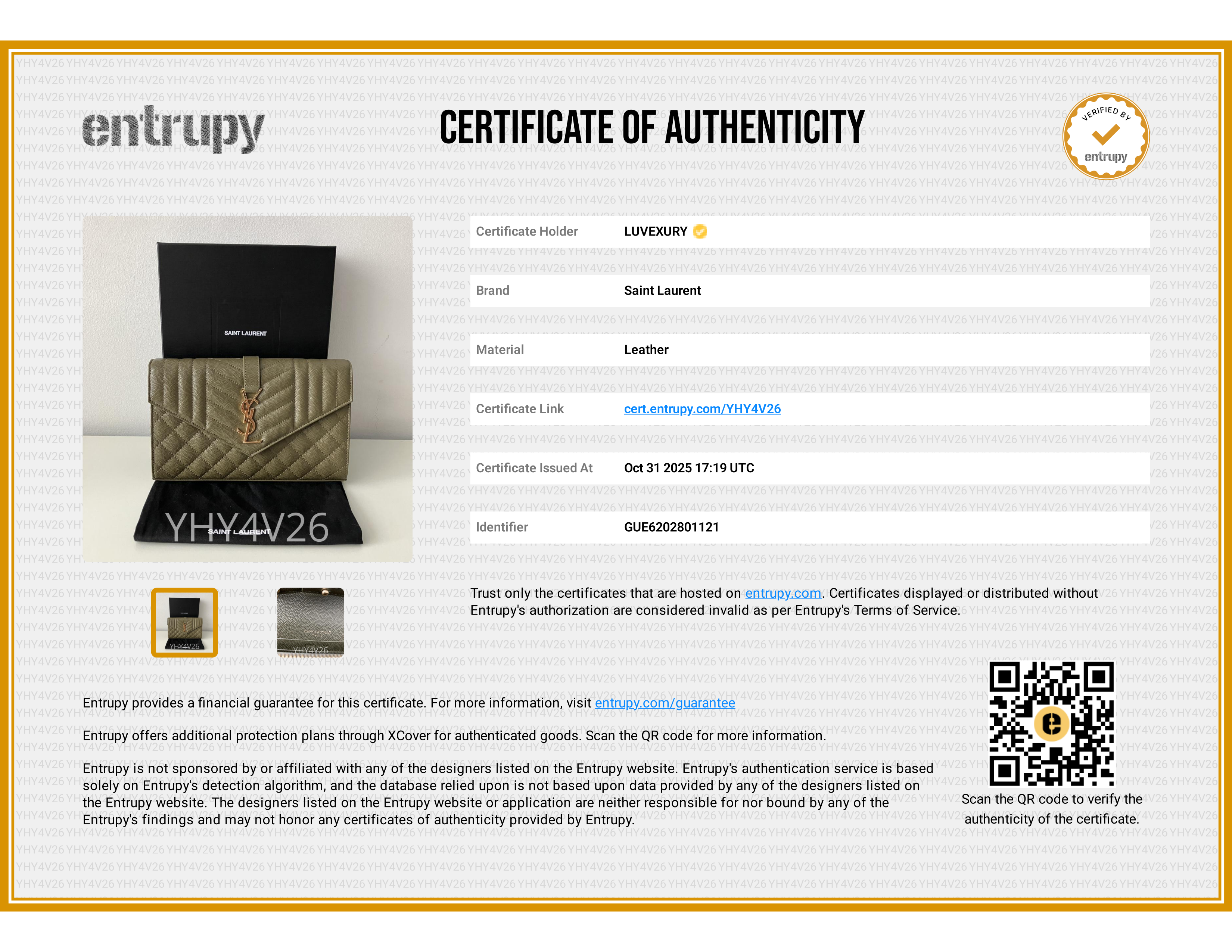 Envelope Chain Wallet – Olive Green Quilted Leather Shoulder Bag (Pre Owned)