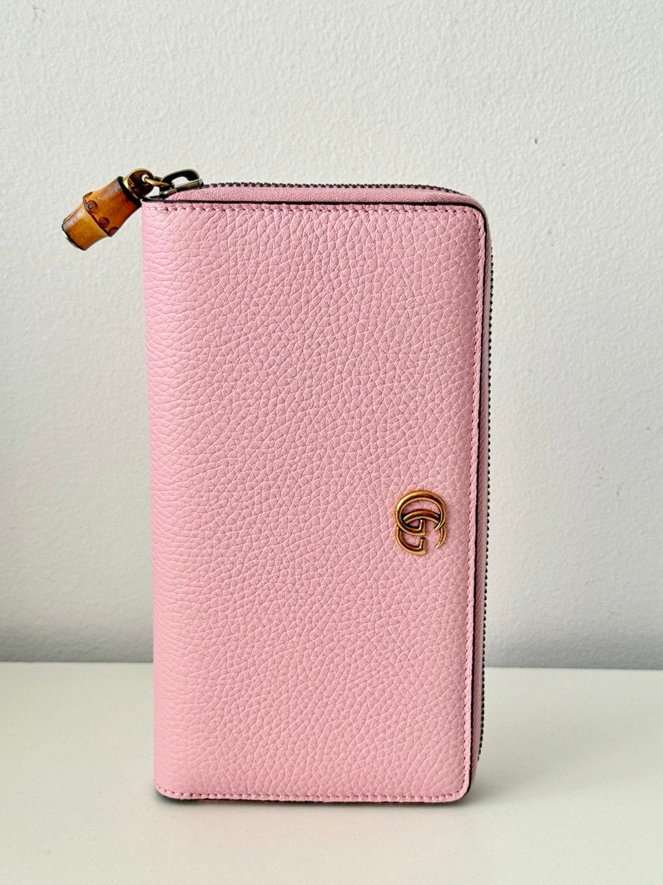 Pre-Owned Zip Around Wallet with Bamboo