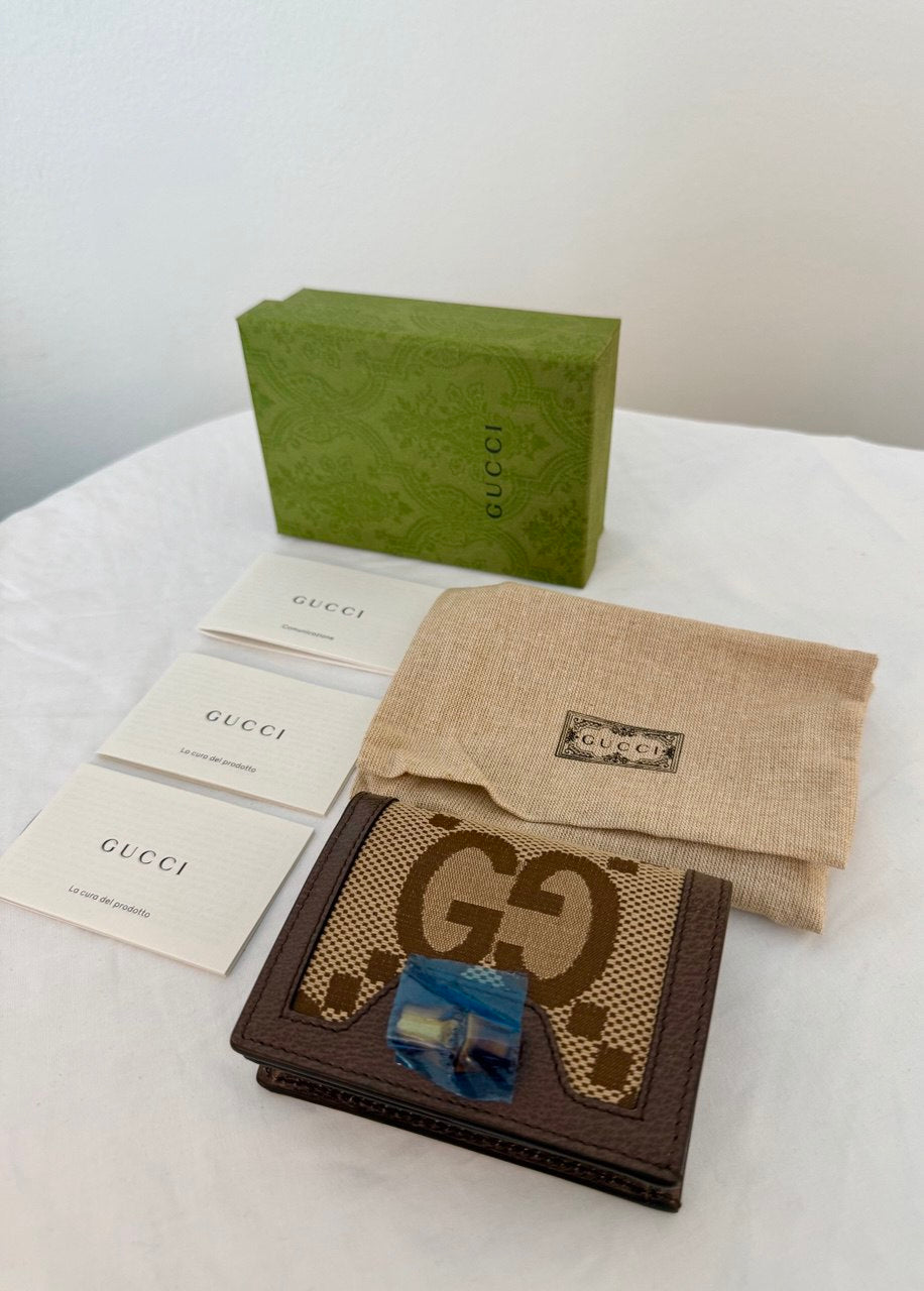 Pre-Owned Bifold Brown Wallet Jumbo GG Bamboo