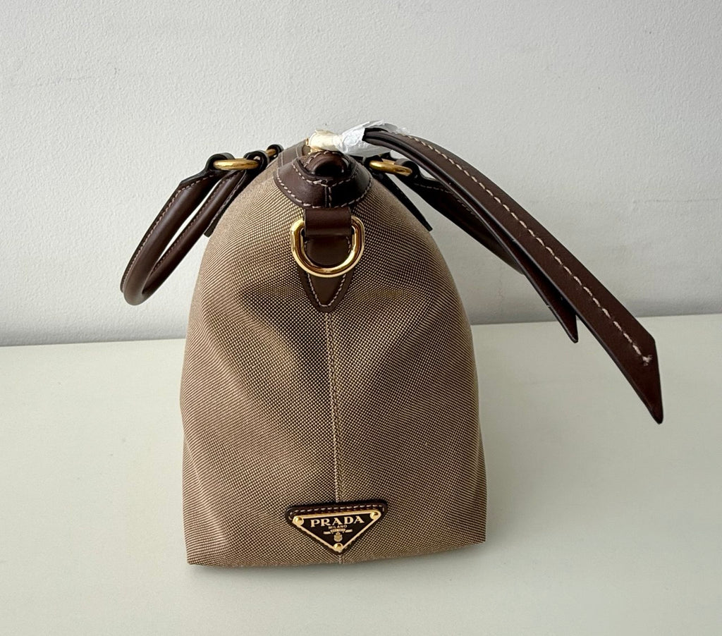 Logo Jacquard Brown Satchel Crossbody