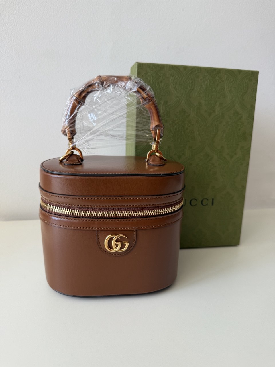 Women's Black Bamboo Logo Plaque Mini Top Handle Bag