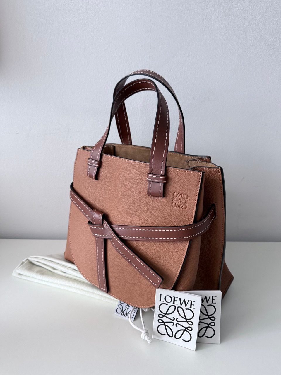 Gate Top Handle Mini Bag – Tan Leather, Authentic Designer Handbag