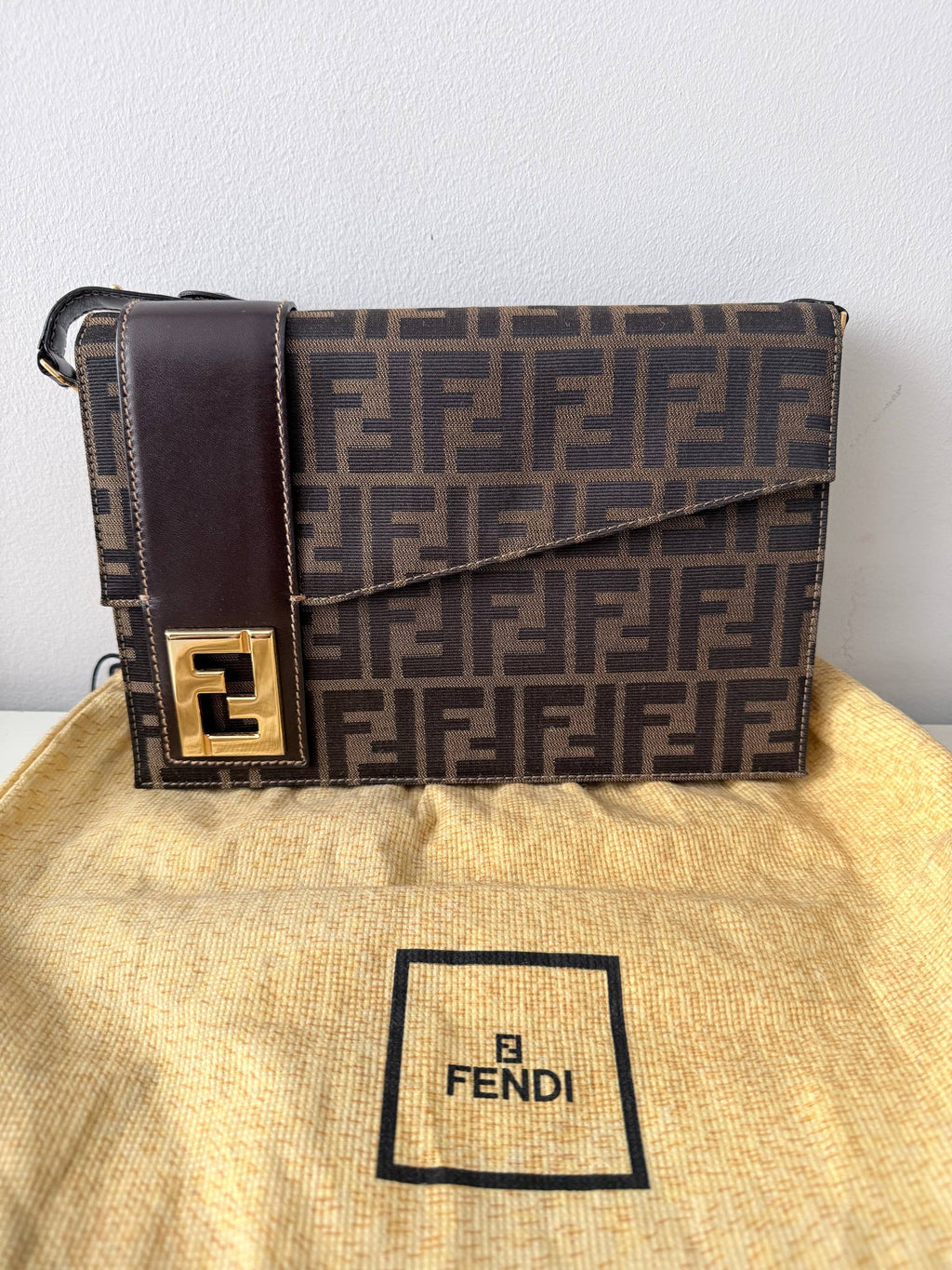 Zucca Monogram Canvas Shoulder Bag – Brown (Pre Owned)