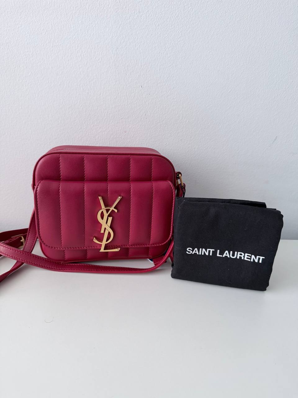 Pre-Owned Quilted Leather Camera Bag – Red