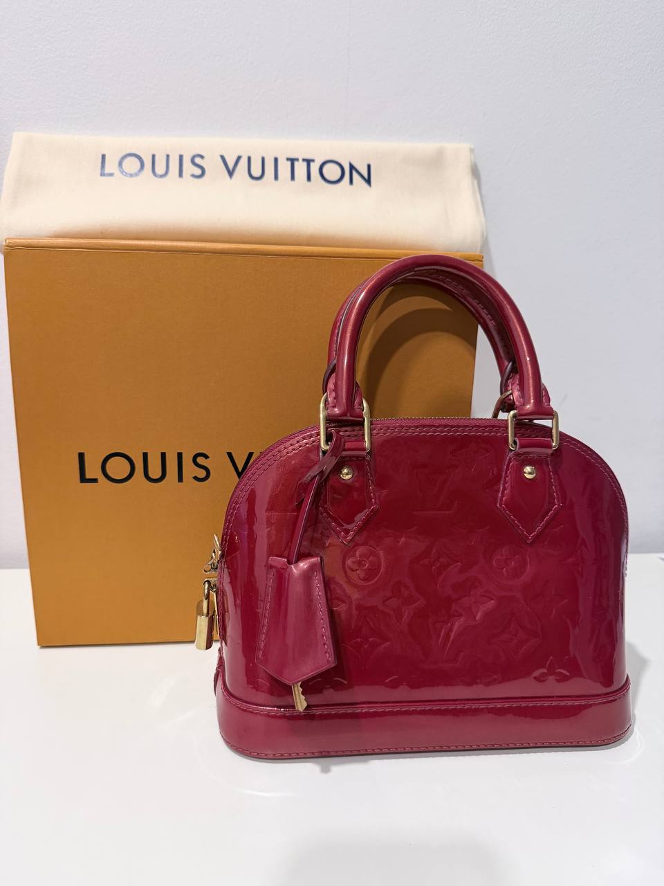 Pre-Owned Alma BB Vernis Leather Handbag – Burgundy – with Box & Dust Bag