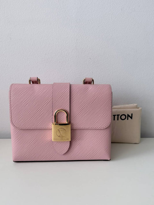 Pre-Loved Designer Style Pink Leather Crossbody Bag with Gold-Tone Hardware