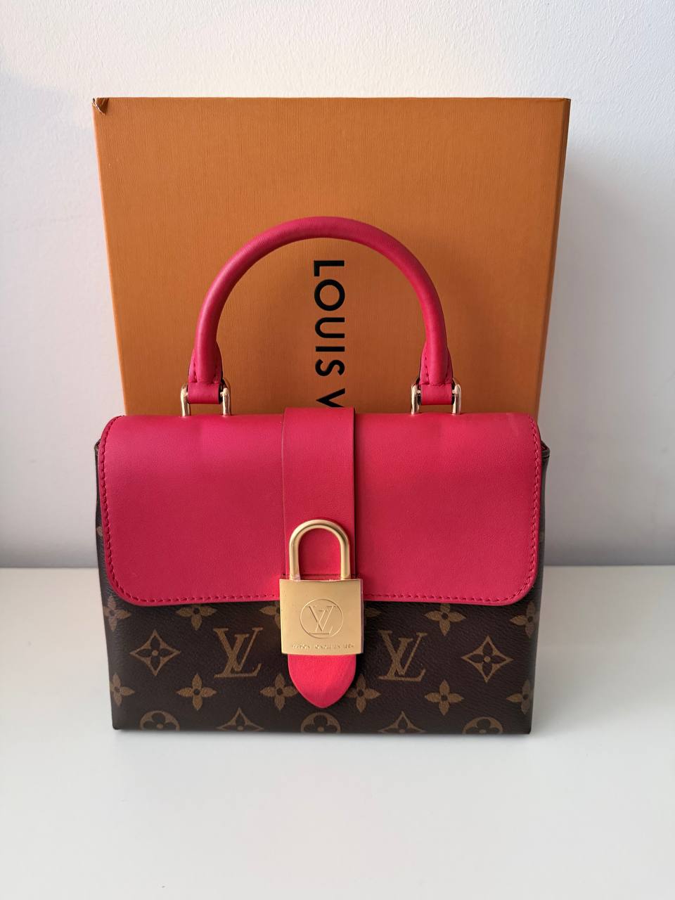 Locky BB Monogram Canvas with Red Leather – Pre-Loved Top Handle Crossbody Bag