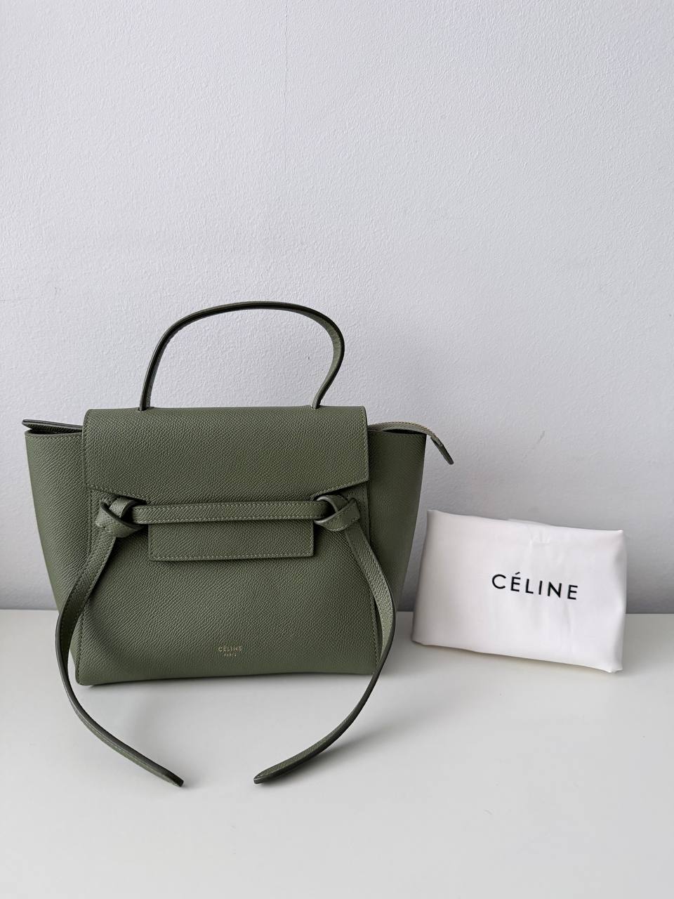 Nano Belt Bag – Green Grained Leather – Pre-Loved Authentic Style