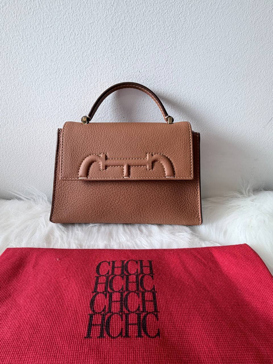 Doma Mini Leather Top Handle Bag – Brown – Pre-Loved | Full Set