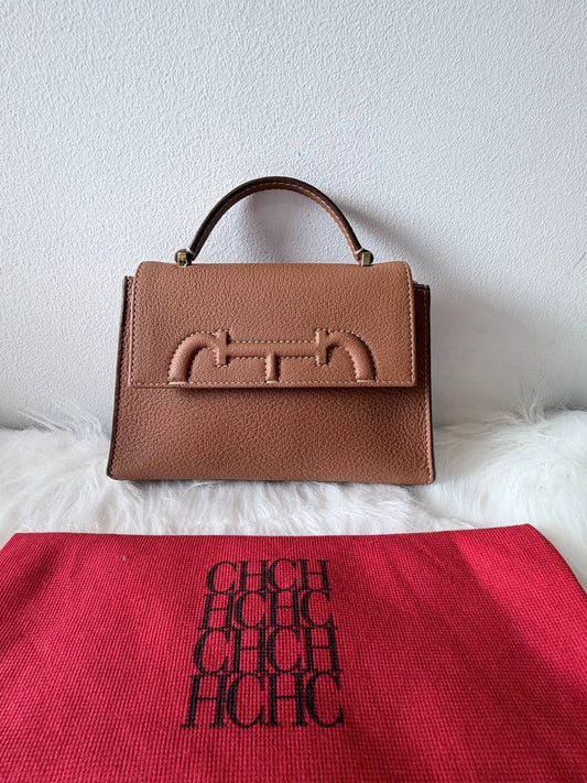 Doma Mini Leather Top Handle Bag – Brown – Pre-Loved | Full Set