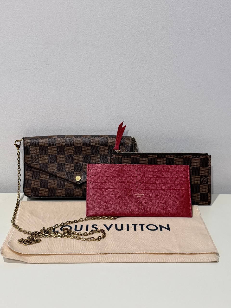 Félicie Pochette Damier Ebene with Rose Interior – Pre-Loved, Authentic