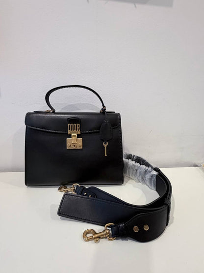 Pre- Loved Dior Leather Top Handle Bag with Removable Strap