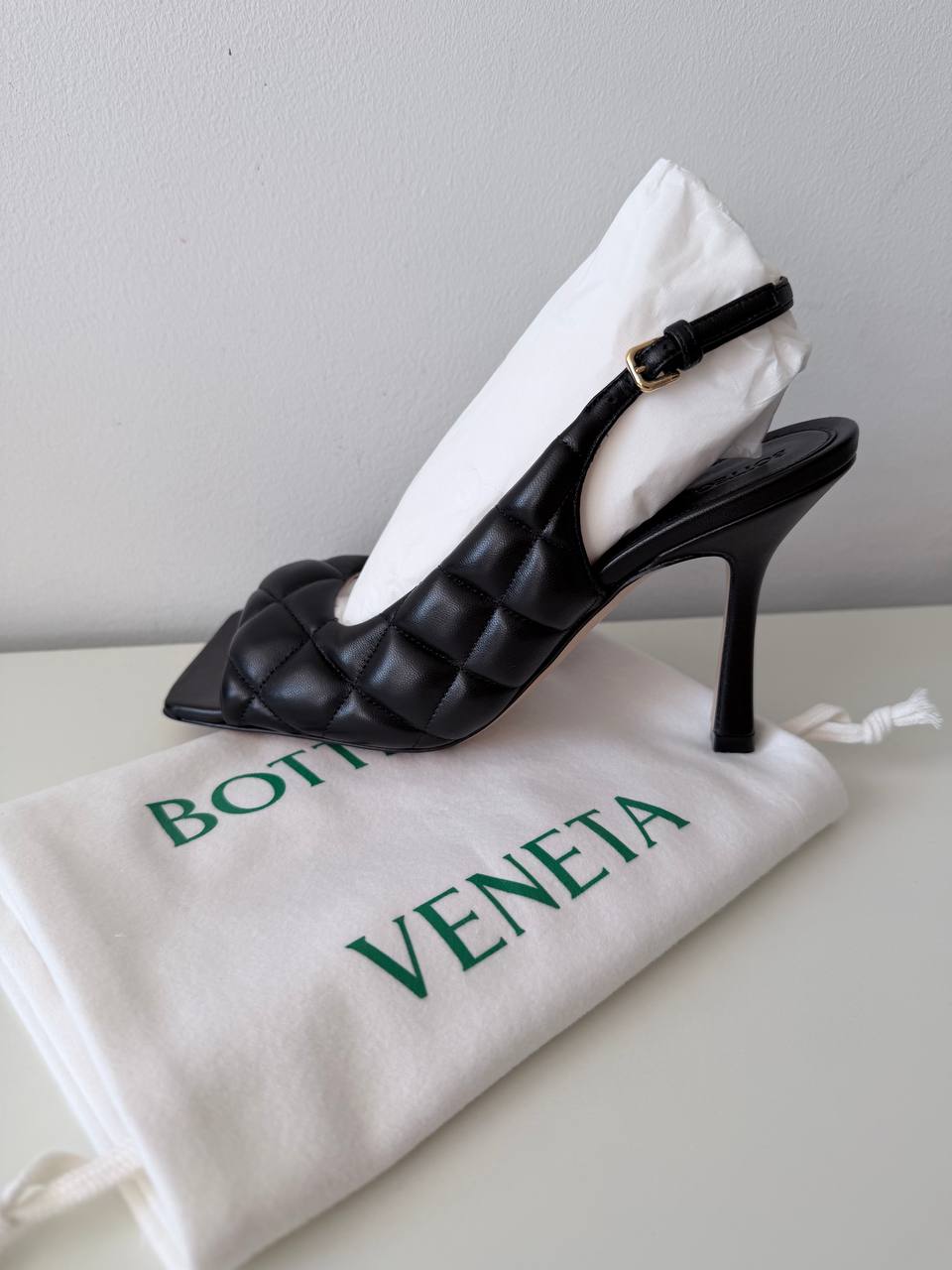 Padded Leather Slingback Sandals – Black (Pre-Owned) – Size 37