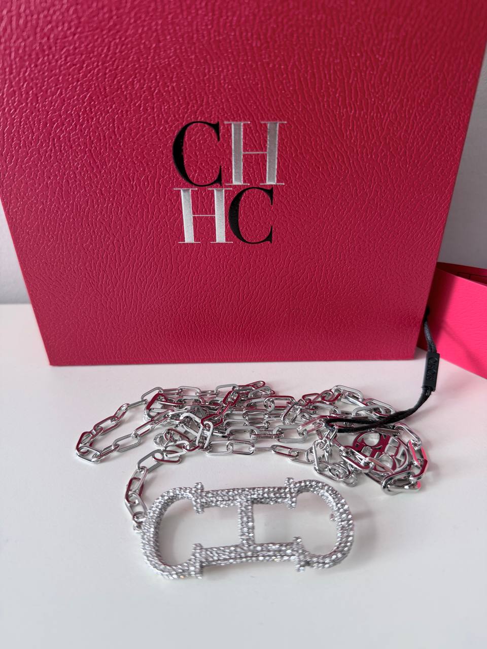 Crystal Logo Chain Strap – Silver-Tone Crossbody Bag Chain