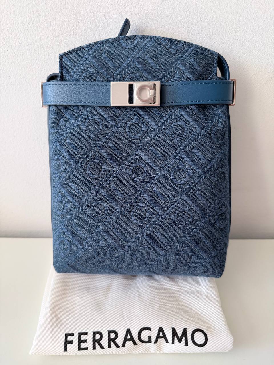 Pre-Owned Monogram Jacquard Mini Bucket Bag – Blue Canvas with Leather Trim
