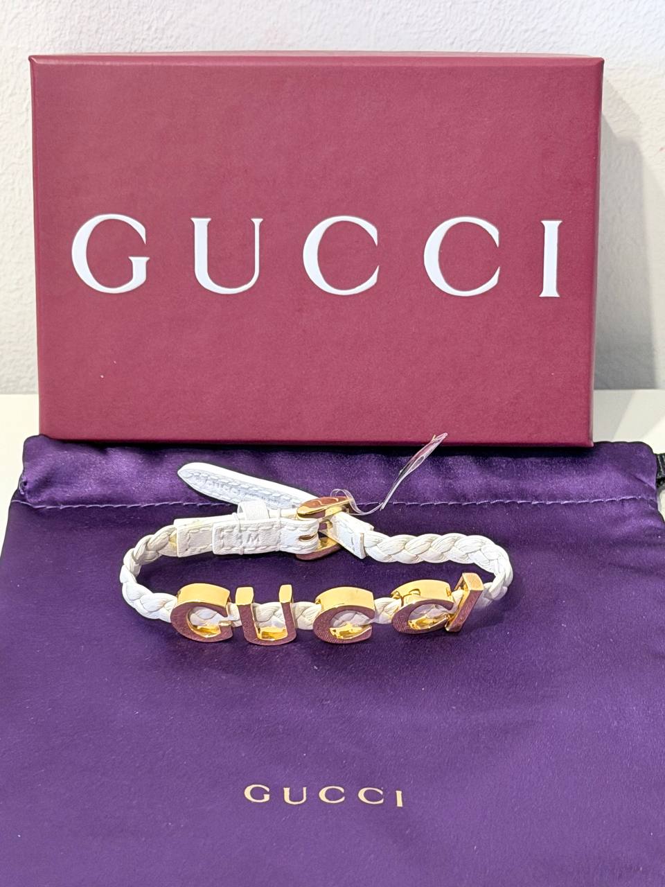 Logo Braided Leather Bracelet