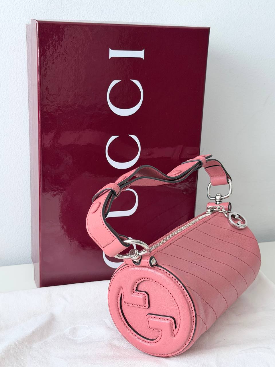 Blondie Matelassé Leather Cylinder Bag Pink