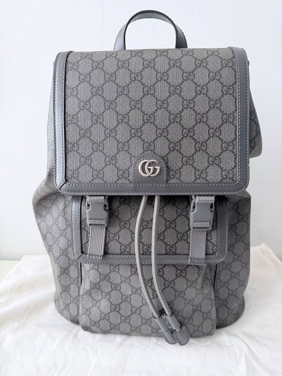 Mochila Ophidia GG Medium en Lona Suprema Gris