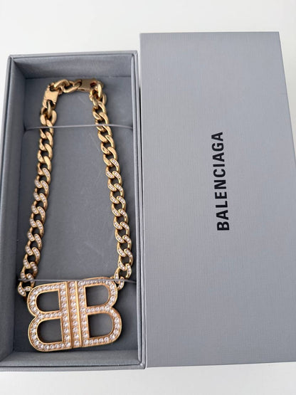 Collar Balenciaga BB Icon Gourmette con Cristales