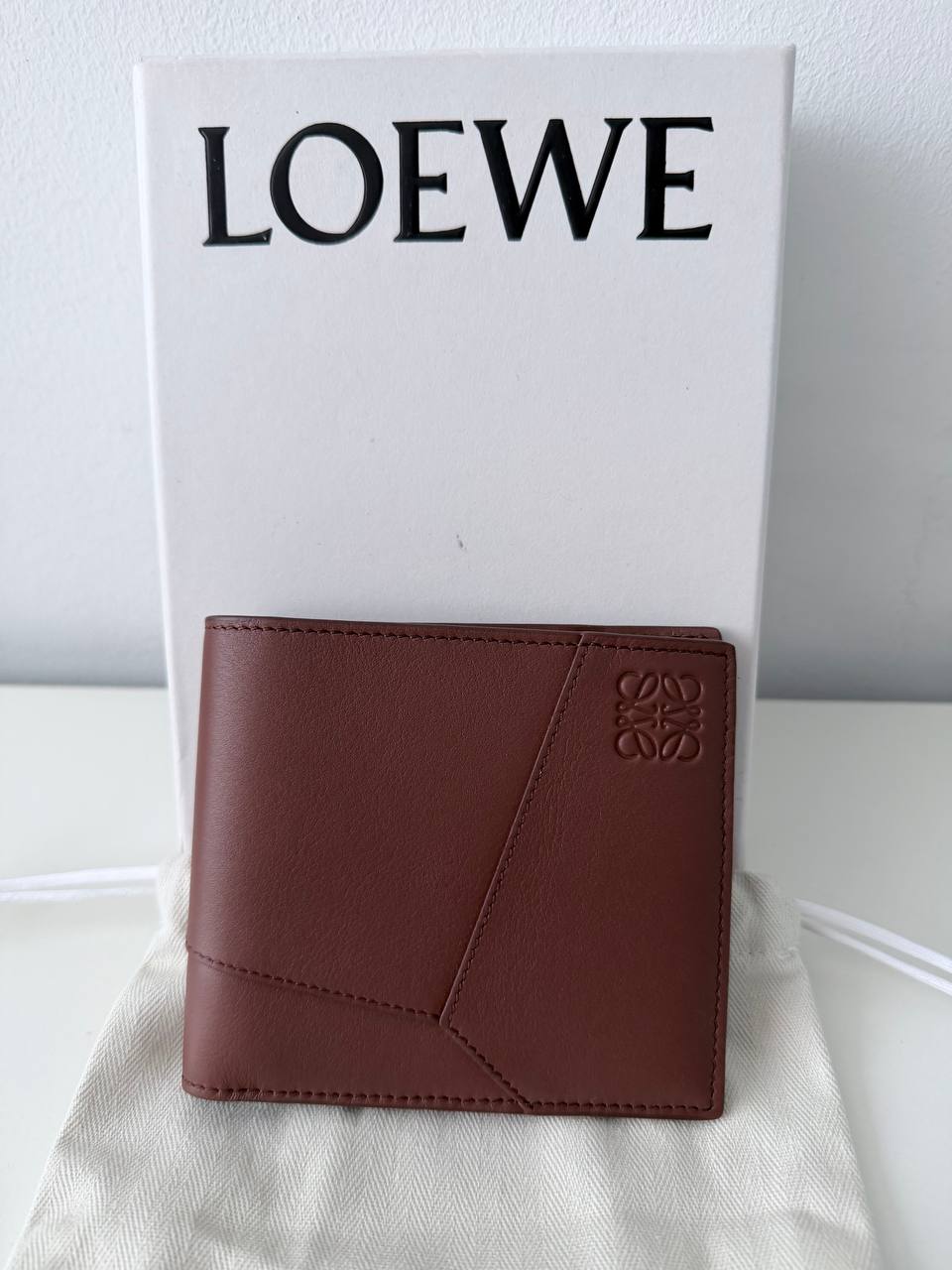 Billetera Plegable Loewe Puzzle en Piel Marrón