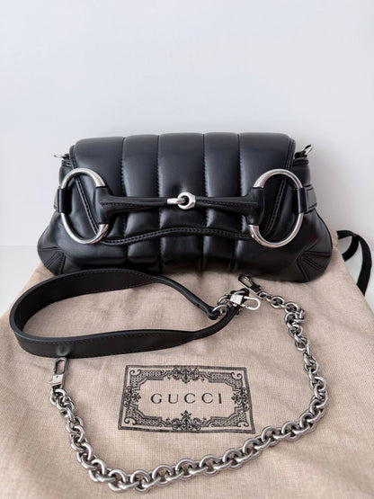 Bolso de Hombro Gucci Horsebit Chain Quilted Shoulder Bag en Piel Acolchada