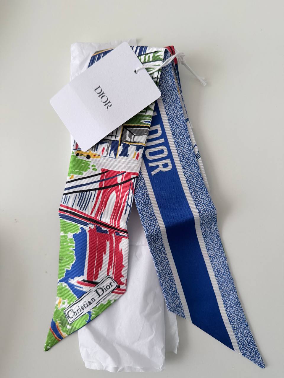 Twilly Mitzah Scarf Christian Dior Plan de Paris  Brooklyn Bridge Motif en Seda Multicolor