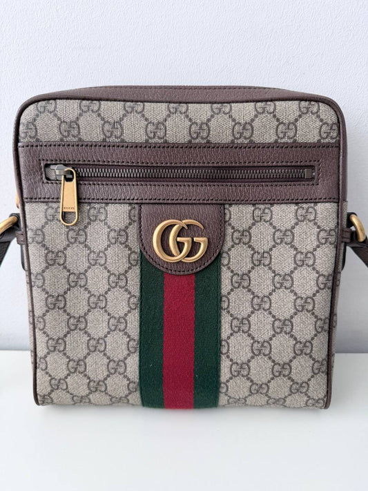 Gucci Ophidia GG Medium Messenger Crossbody Bag en Lona GG Supreme Beige y Ébano