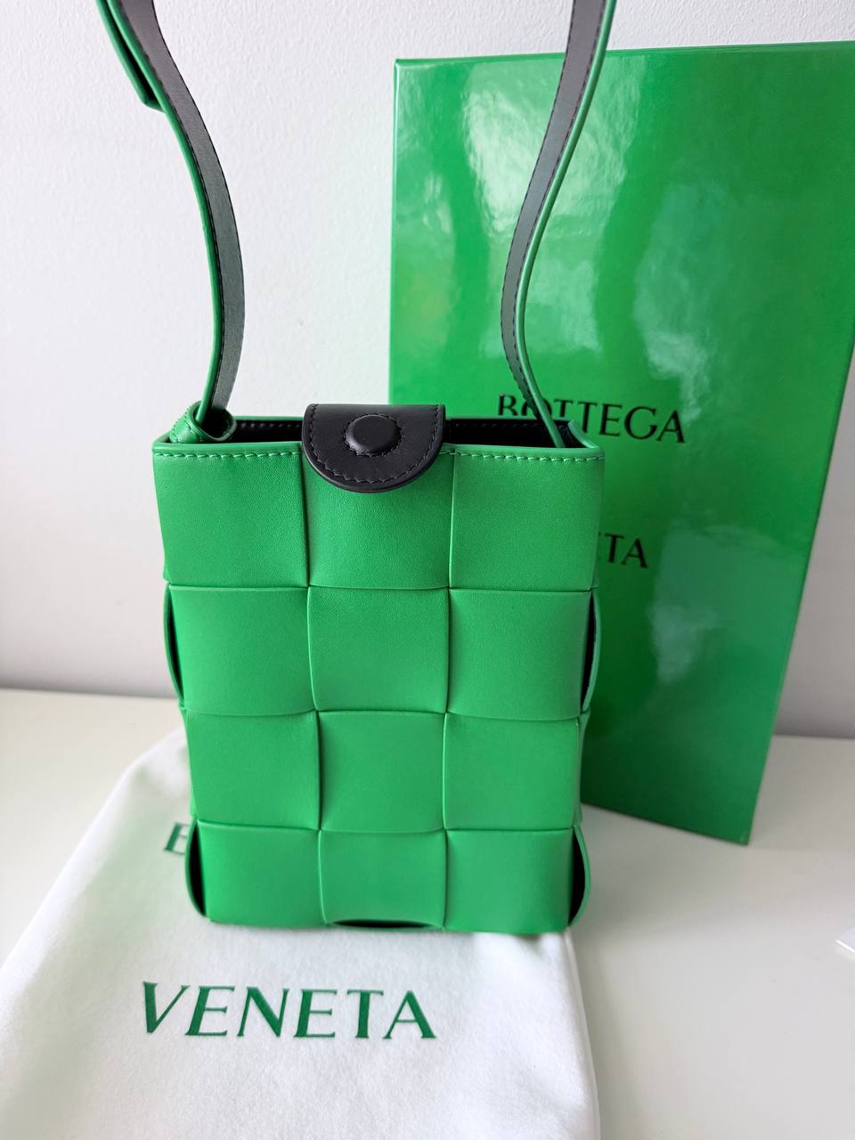 Mini Cassette Bucket Crossbody Bag – Green with black | Pre-Loved