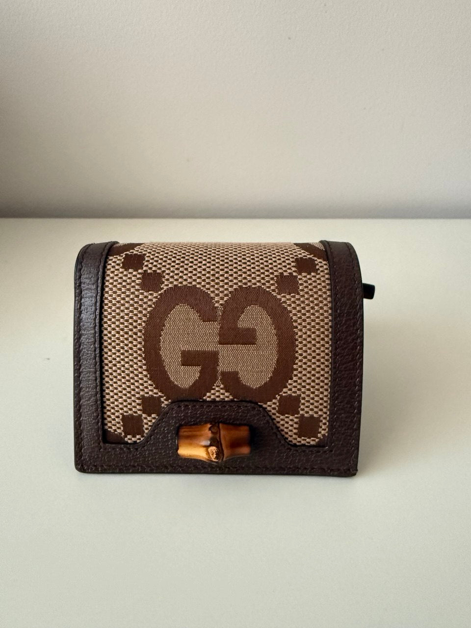 Pre-Owned Bifold Brown Wallet Jumbo GG Bamboo