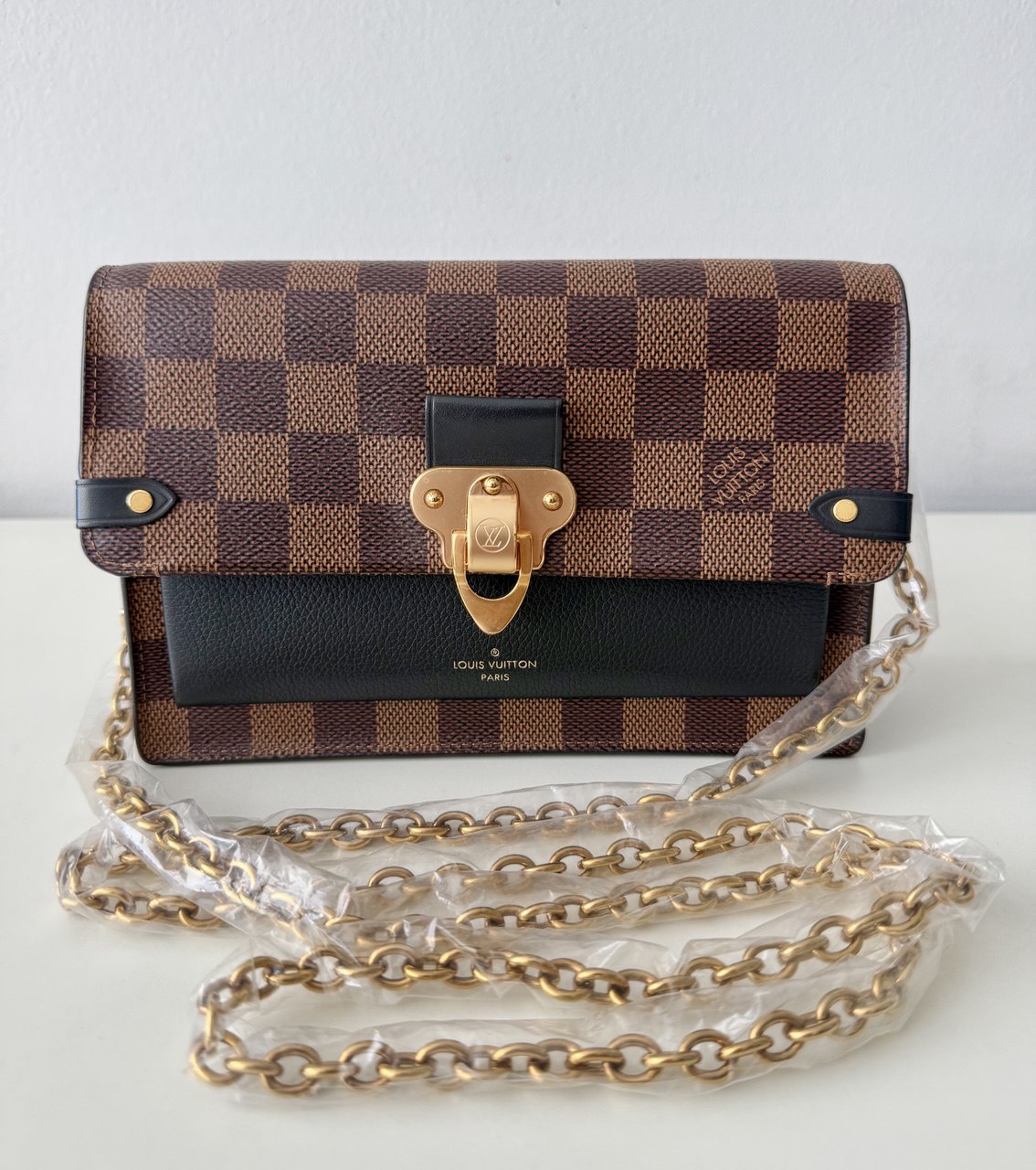 Vavin Shoulder Bag Black Damier Ebene Canvas