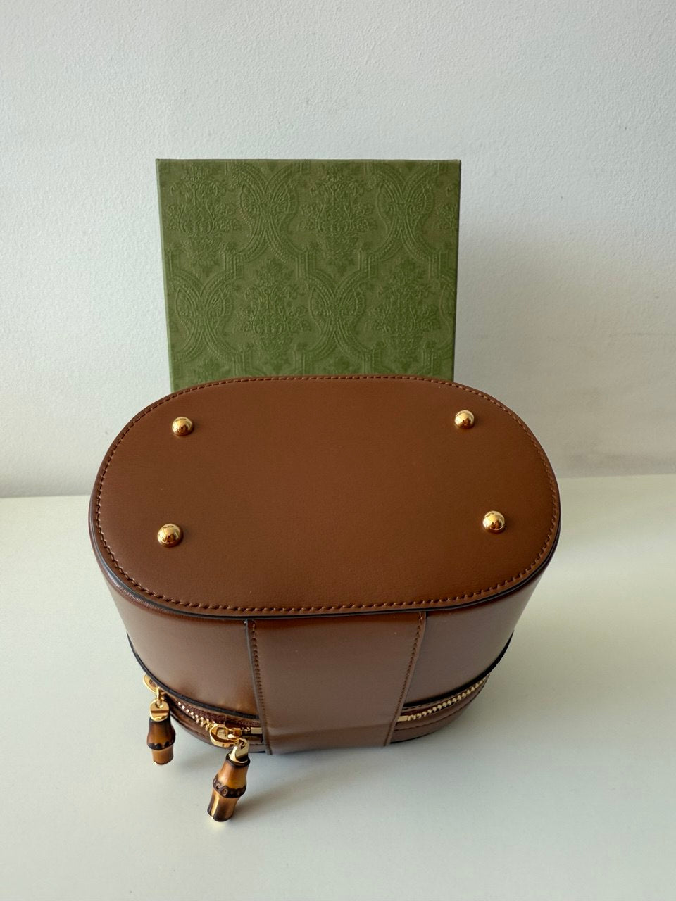 Women's Black Bamboo Logo Plaque Mini Top Handle Bag