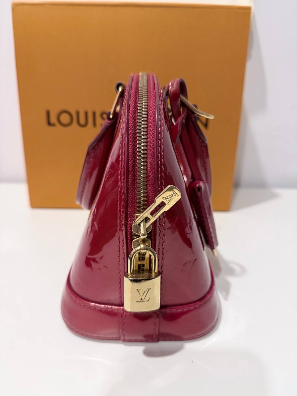 Pre-Owned Alma BB Vernis Leather Handbag – Burgundy – with Box & Dust Bag