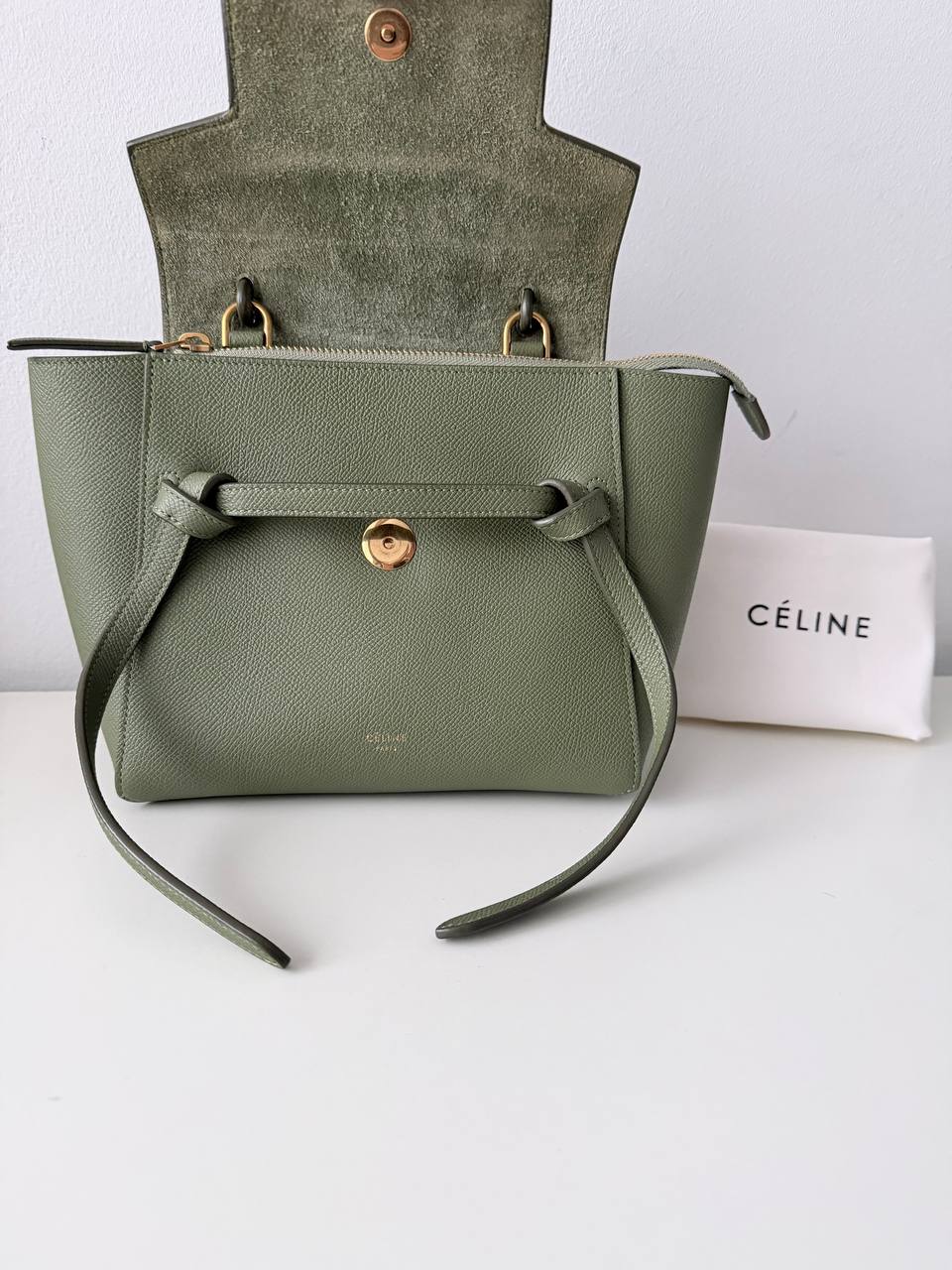 Nano Belt Bag – Green Grained Leather – Pre-Loved Authentic Style