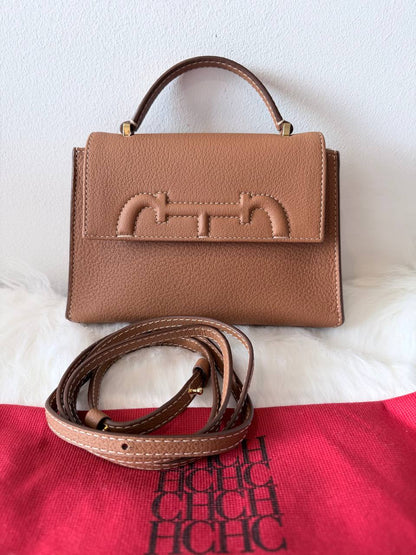 Doma Mini Leather Top Handle Bag – Brown – Pre-Loved | Full Set
