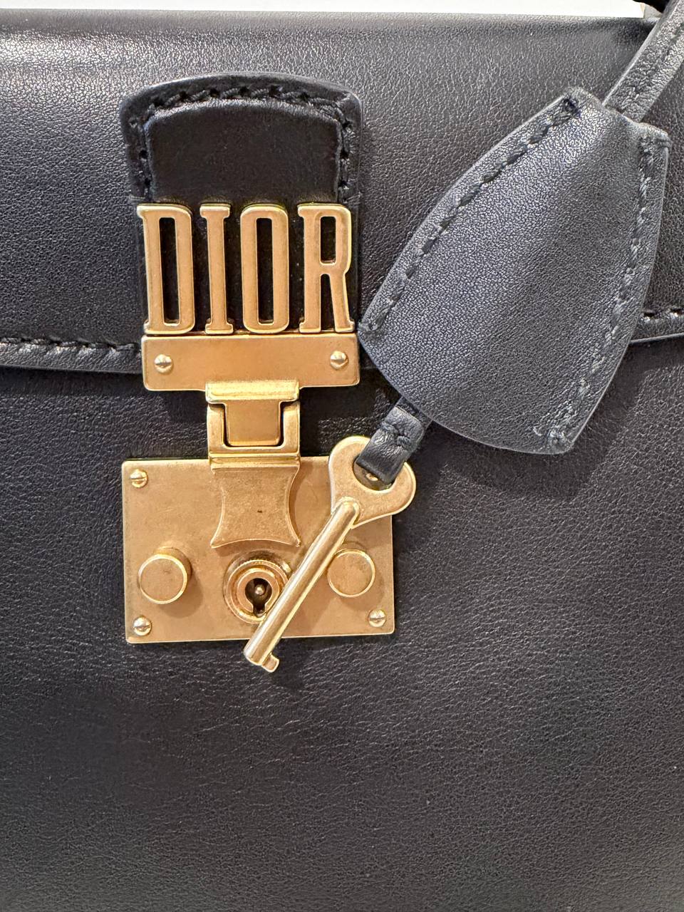 Pre- Loved Dior Leather Top Handle Bag with Removable Strap