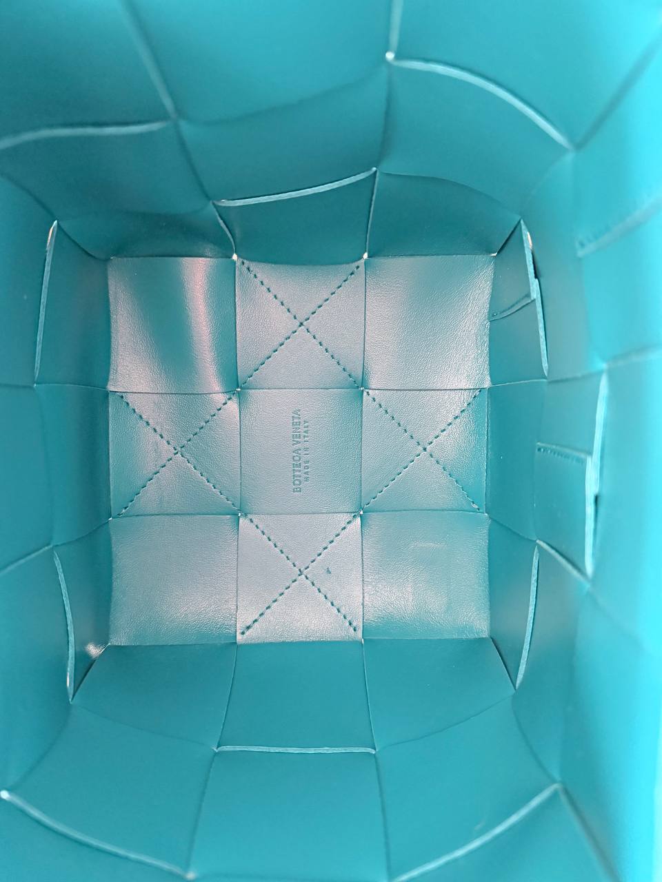 Intrecciato Leather Mini Bucket Crossbody Bag – Turquoise Blue