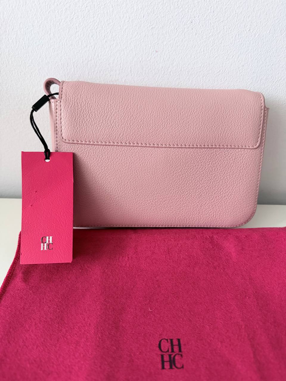 Pre-Owned Pink Leather Clutch / Crossbody Bag with Gold Logo Hardware