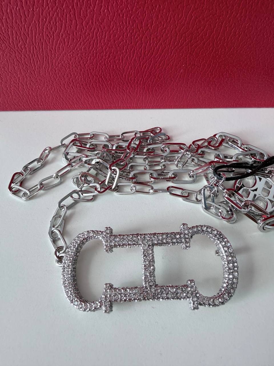 Crystal Logo Chain Strap – Silver-Tone Crossbody Bag Chain