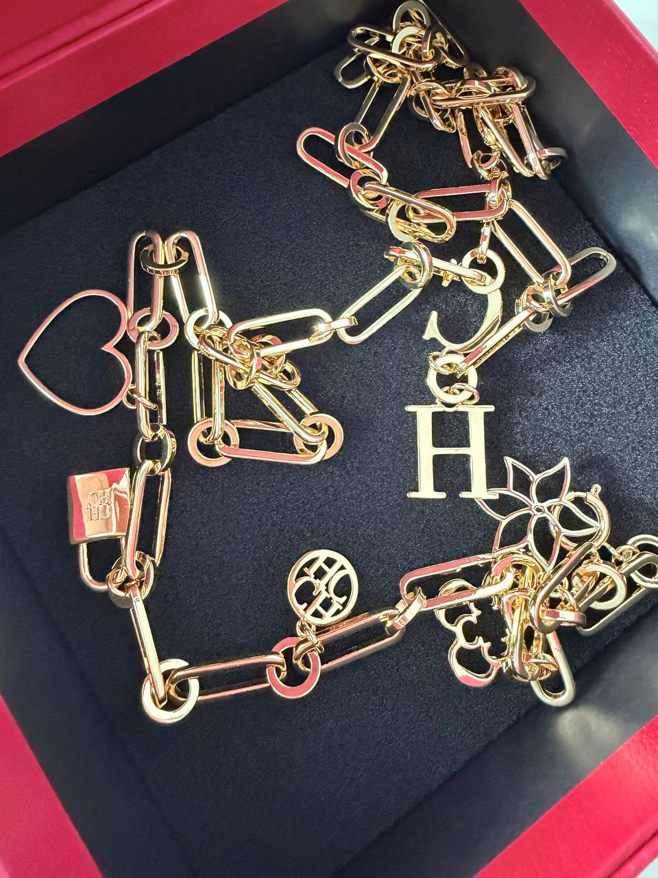 Gold Letter Chain Belt – Signature Logo Statement Belt