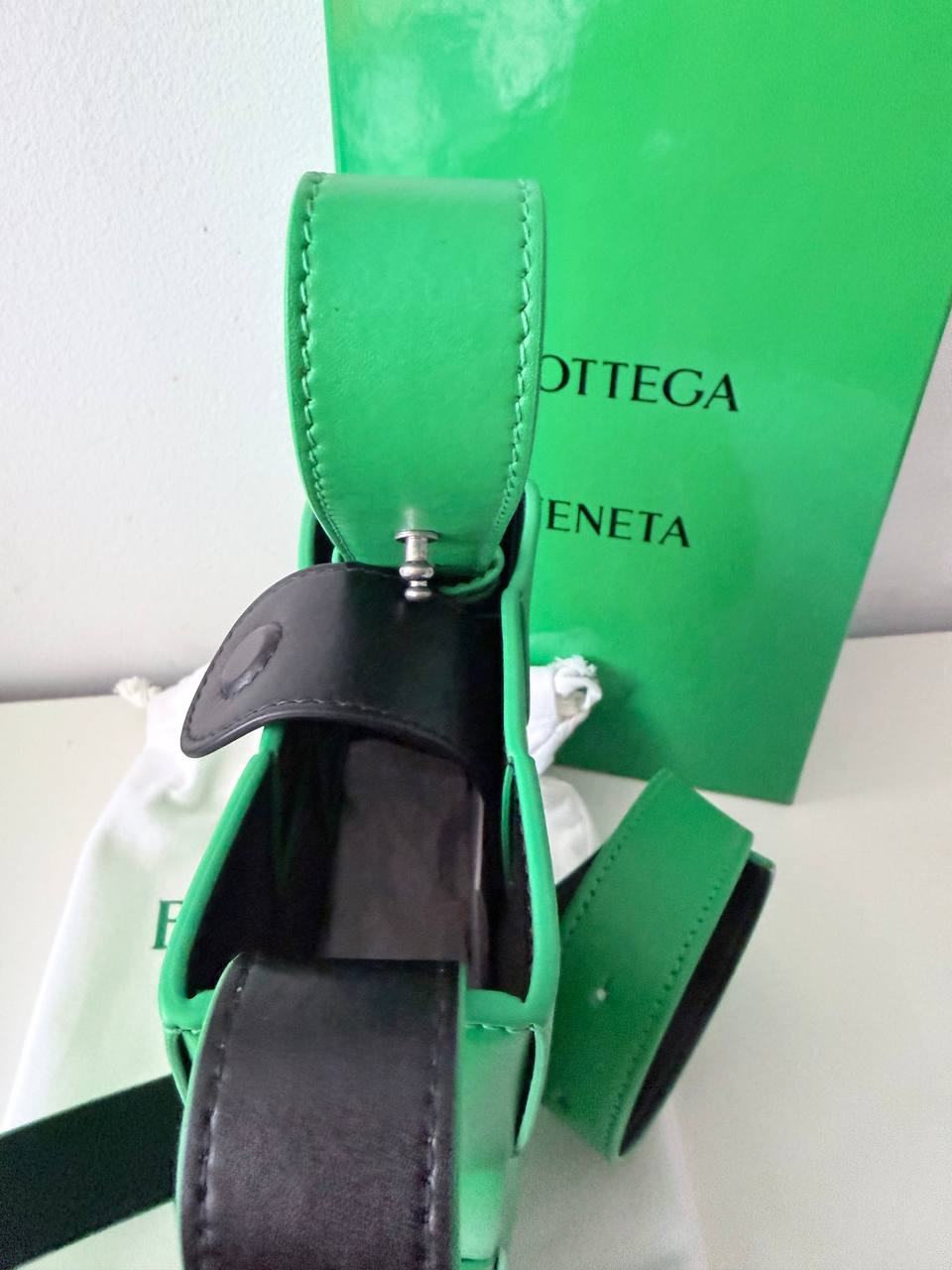 Mini Cassette Bucket Crossbody Bag – Green with black | Pre-Loved