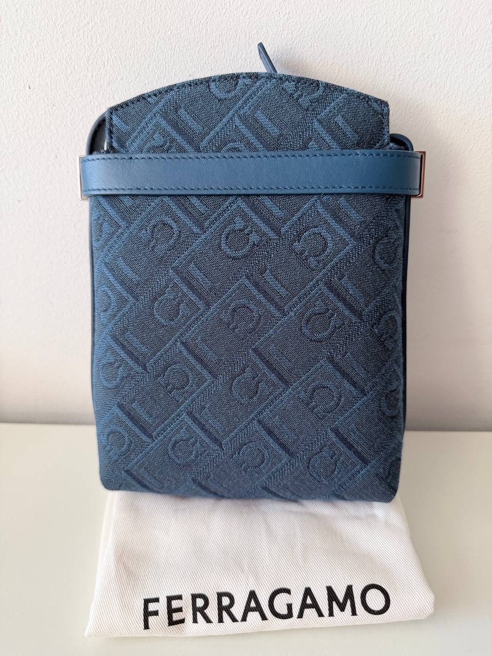 Pre-Owned Monogram Jacquard Mini Bucket Bag – Blue Canvas with Leather Trim