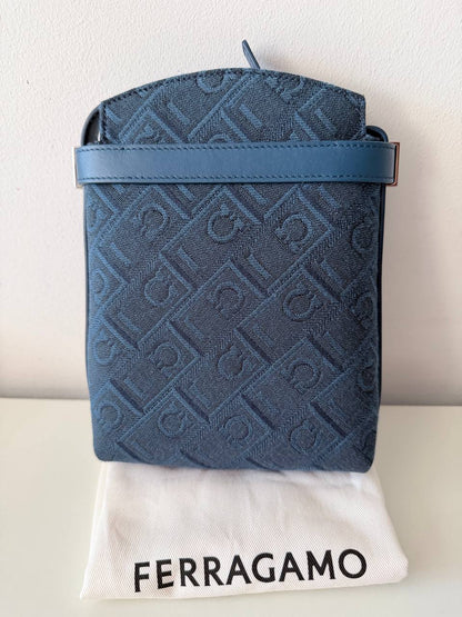 Pre-Owned Monogram Jacquard Mini Bucket Bag – Blue Canvas with Leather Trim