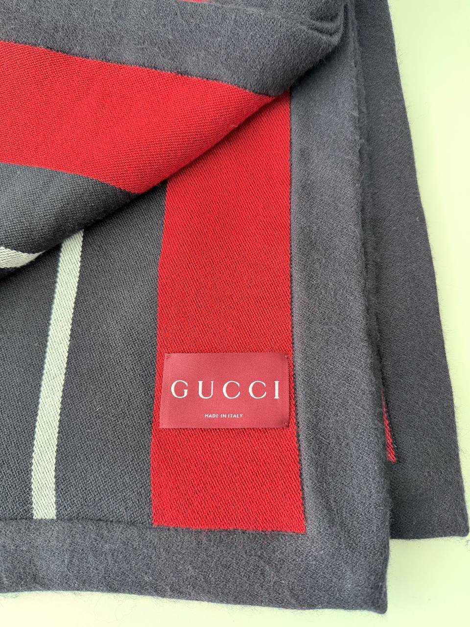 Gucci Logo Stripe Cotton Beach Towel / Flat Sheet - Red, Navy & White