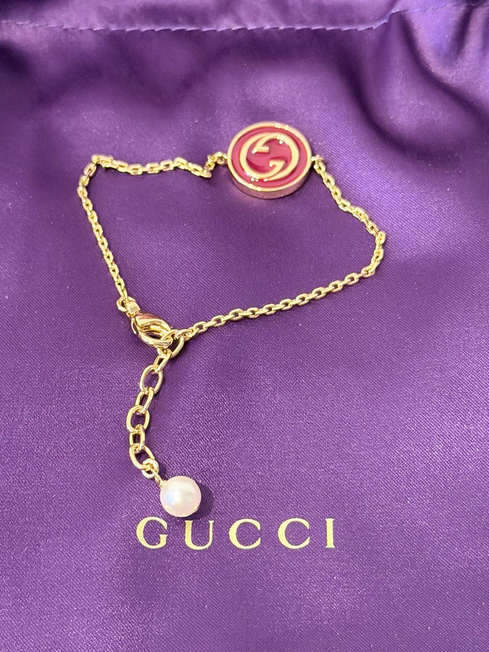 Interlocking G Enamel Bracelet with Pearl