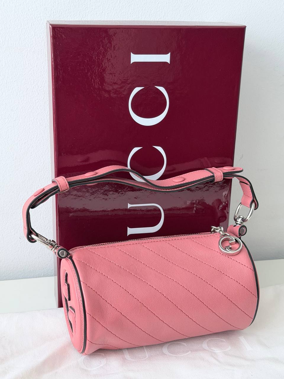 Blondie Matelassé Leather Cylinder Bag Pink