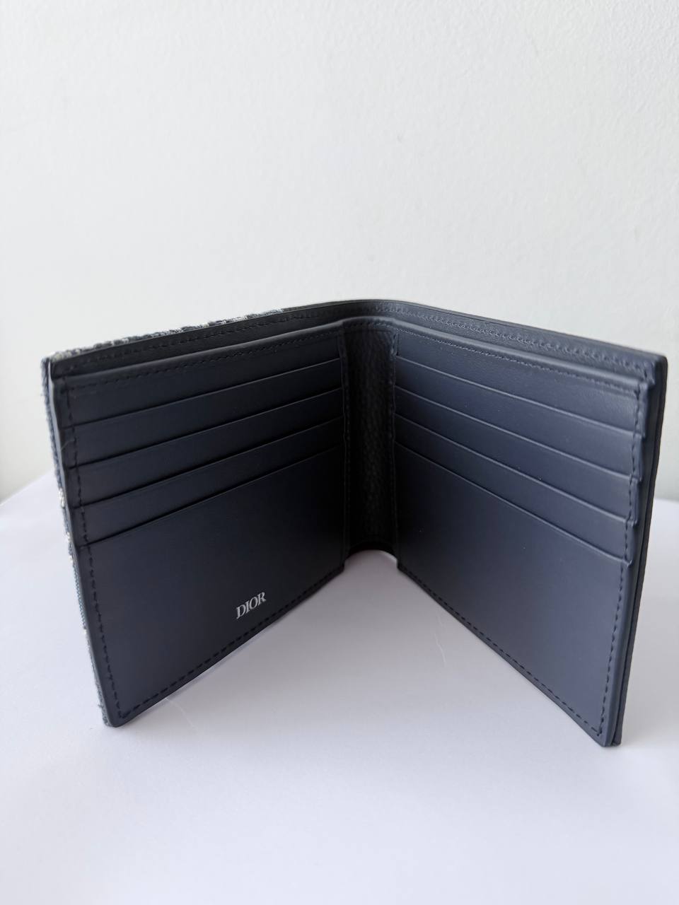 Billetera Plegable Dior Oblique con Inserción de Piel Negra