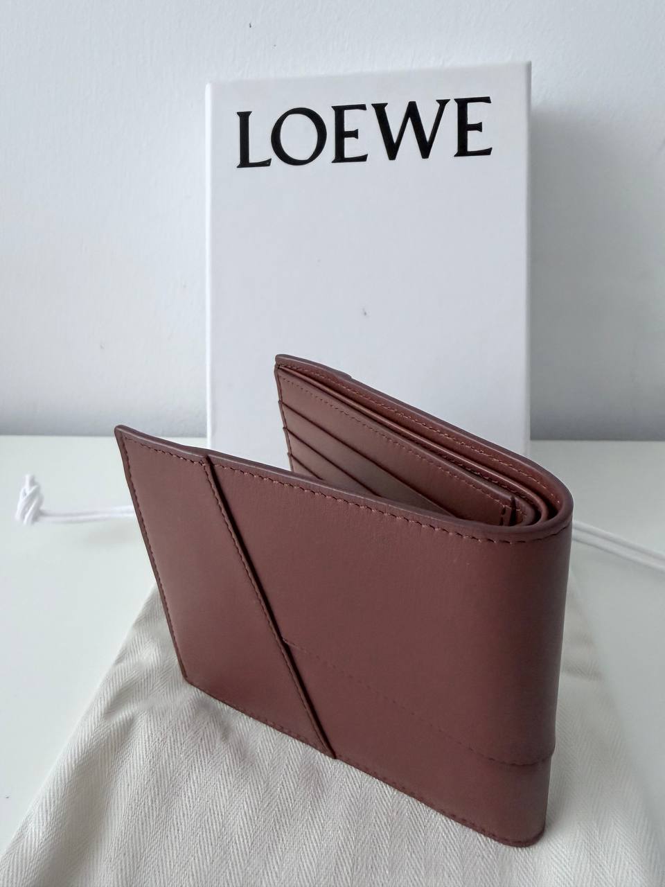 Billetera Plegable Loewe Puzzle en Piel Marrón